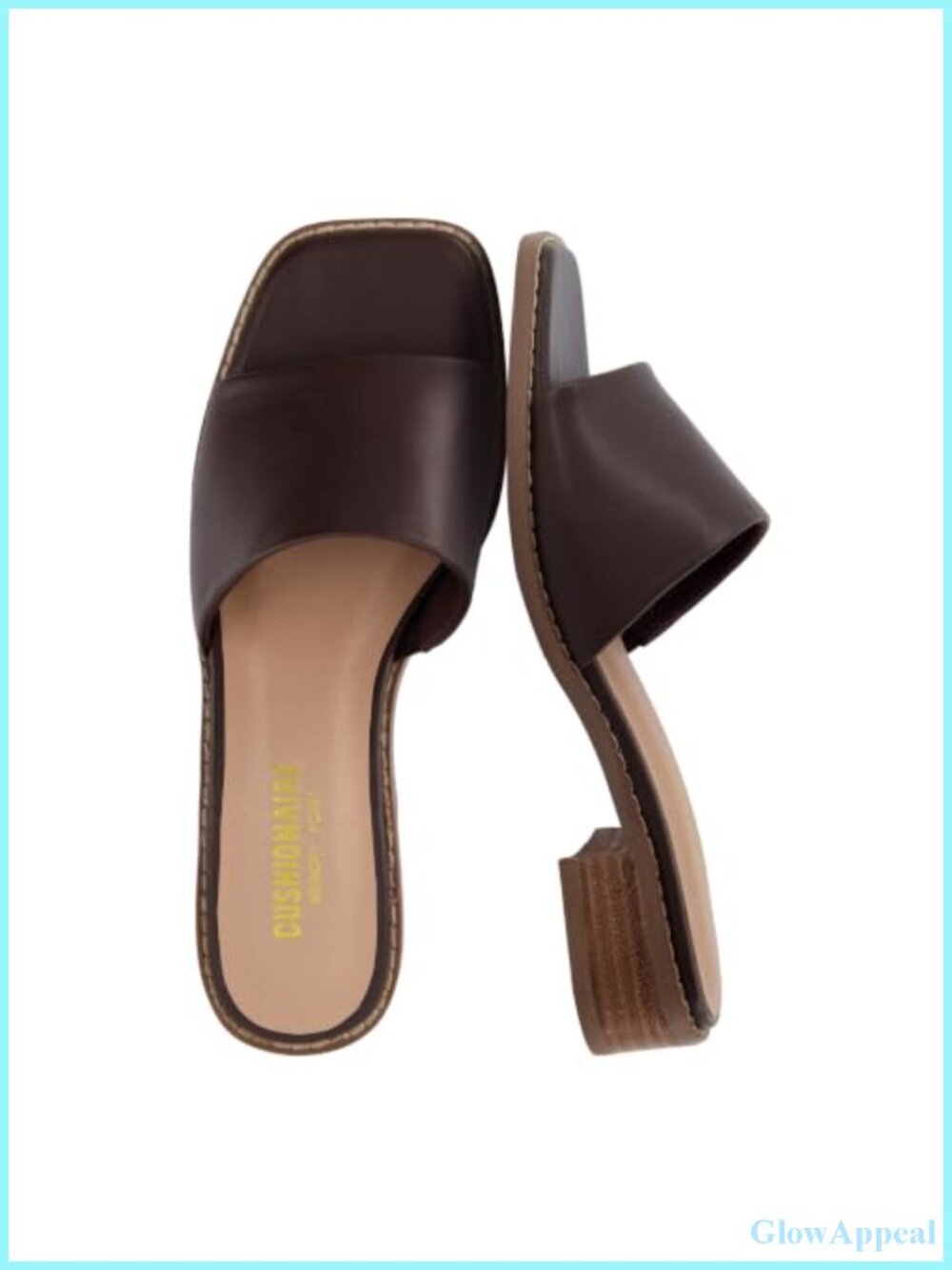 Cushionaire Sage Women's Low Block Heel Slide Sandals Faux Leather Memory Foam